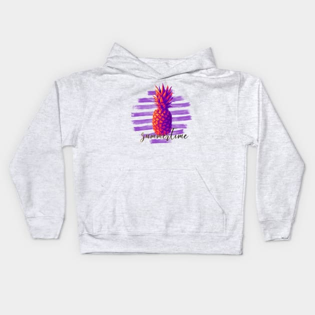 Summertime. Pineapple. Kids Hoodie by Satic